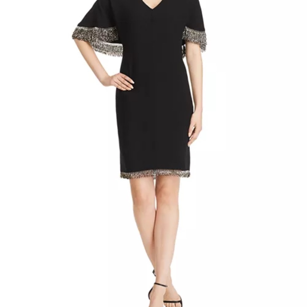 Elie Tahari
Merci Beaded-Trim Cape Dress